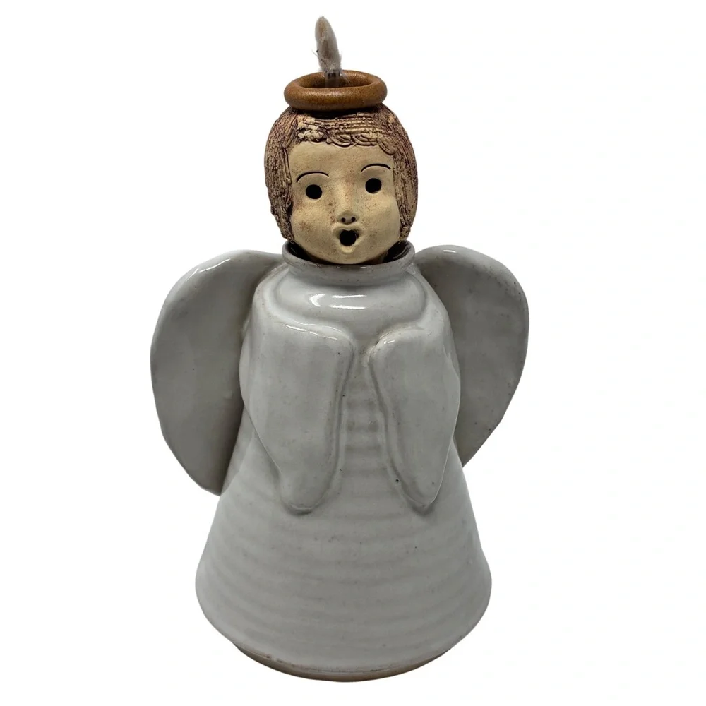 Vintage Rita Ward Angel Oil Lamp Terra Pottery Hand Made Signed by Artist MARY
